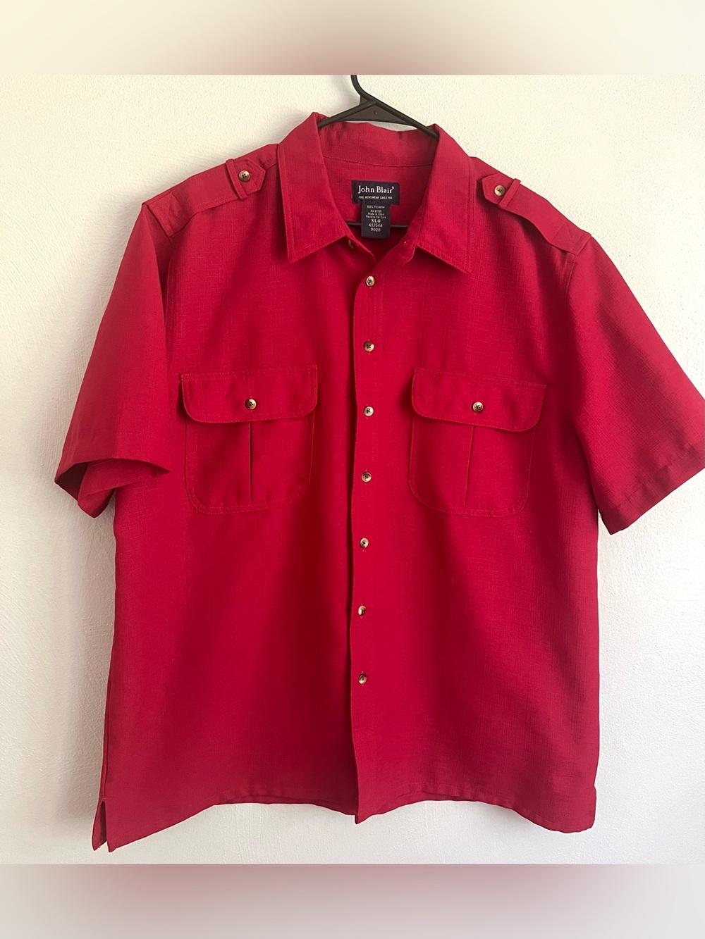 John Blair Men's Short Sleeve Red Pilot Shirt